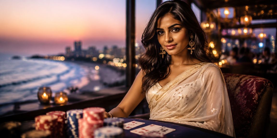Goa beach outdoor poker game scene